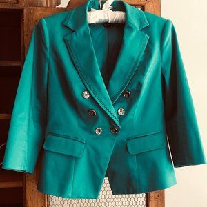 WHBM Teal Sateen Jacket Size 2